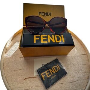 Fendi Brown Sunglasses with Gold Packaging